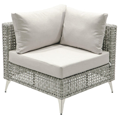 Outdoor Patio Set with Fire Pit Table Rattan Gray 8 Piece 60000 BTU