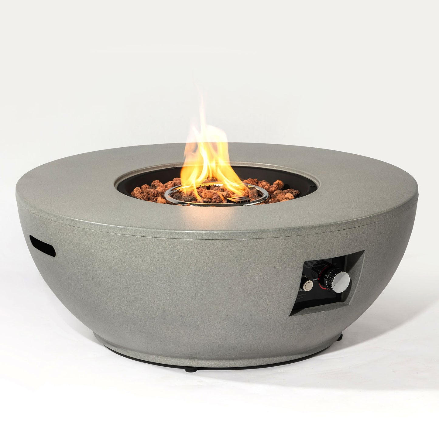 36 Inch Round Propane Gas Fire Pit Table 50000 BTU, Grey Steel
