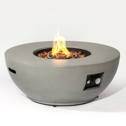 36 Inch Round Propane Gas Fire Pit Table 50000 BTU, Grey Steel