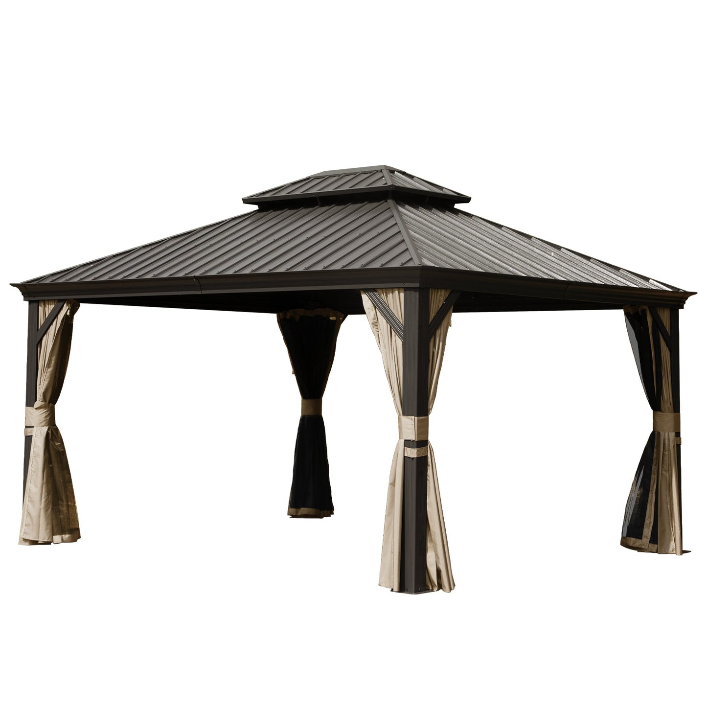 10' x 14' Hardtop Gazebo with Galvanized Steel Double Roof
