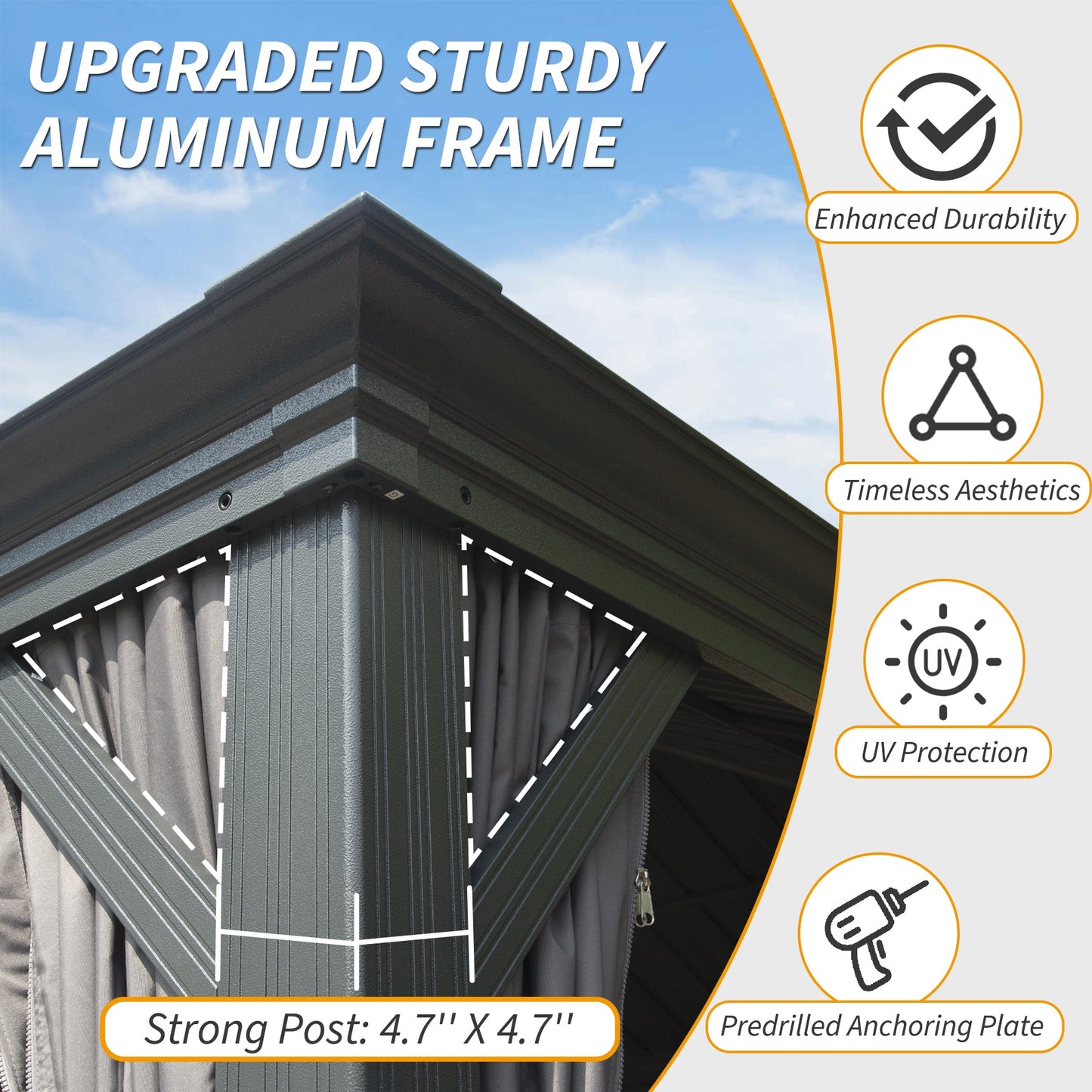 10' x 14' Hardtop Gazebo with Galvanized Steel Double Roof