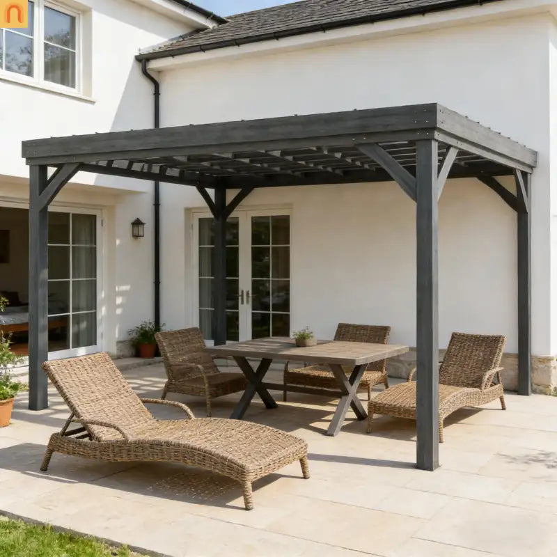 Pergola Wood Gray Open Roof Vine Garden 11.9x9.8ft