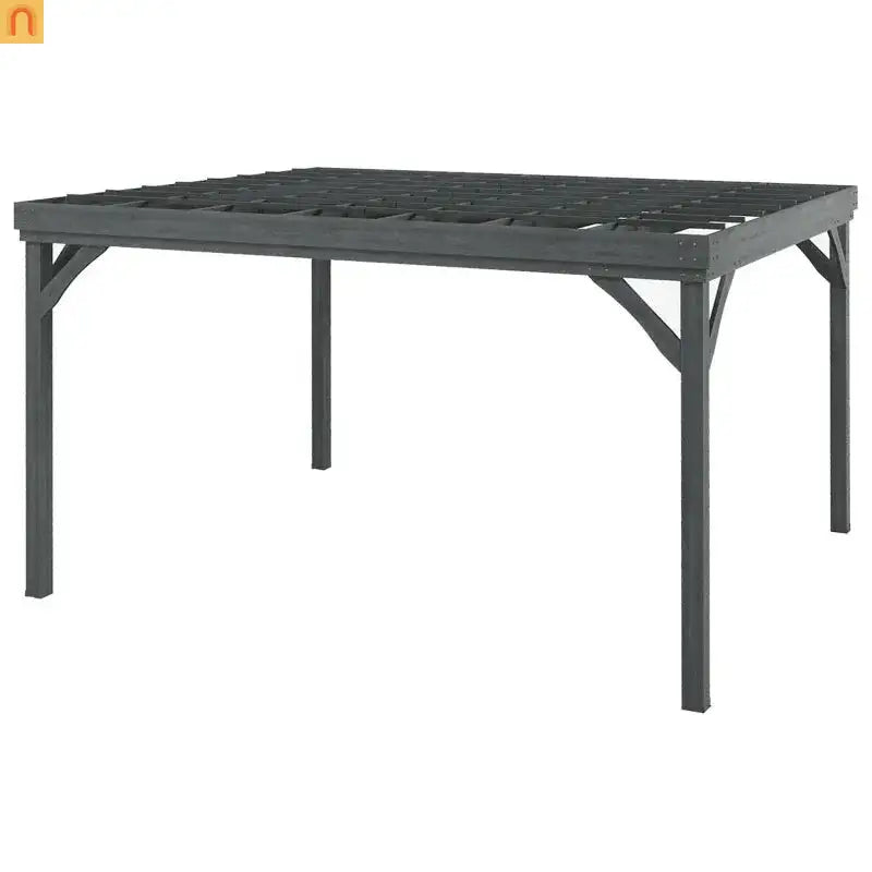 Pergola Wood Gray Open Roof Vine Garden 11.9x9.8ft