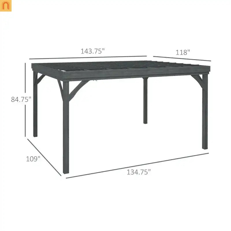 Pergola Wood Gray Open Roof Vine Garden 11.9x9.8ft
