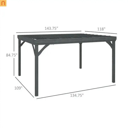 Pergola Wood Gray Open Roof Vine Garden 11.9x9.8ft
