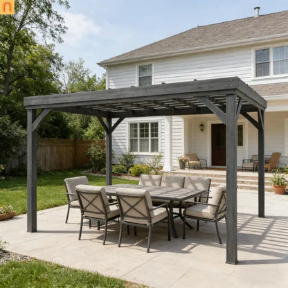 Pergola Wood Gray Open Roof Vine Garden 11.9x9.8ft